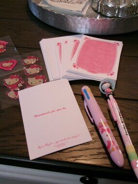 Sanrio HELLO KITTY NOTECARD STICKER PEN & PENCIL LOT 2006, 2010 FUN ITEMS